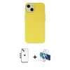 MARSİLYAN™- iPhone 14 Kılıf Ahenk Serisi - Siyah 3D Antistatik Cam Ekran Koruyucu + Shine Kamera Lens - MI
