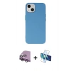 MARSİLYAN™- iPhone 14 Kılıf Ahenk Serisi - Siyah 3D Antistatik Cam Ekran Koruyucu + Raze Metal Kamera Lens - MR