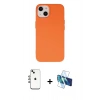MARSİLYAN™- iPhone 14 Kılıf Ahenk Serisi - Siyah 3D Antistatik Cam Ekran Koruyucu + Shine Kamera Lens - GI
