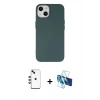 MARSİLYAN™- iPhone 14 Kılıf Ahenk Serisi - Siyah 3D Antistatik Cam Ekran Koruyucu + Shine Kamera Lens - YL