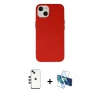 MARSİLYAN™- iPhone 14 Kılıf Ahenk Serisi - Siyah 3D Antistatik Cam Ekran Koruyucu + Shine Kamera Lens - YL