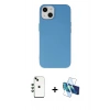 MARSİLYAN™- iPhone 14 Kılıf Ahenk Serisi - Siyah 3D Antistatik Cam Ekran Koruyucu + Shine Kamera Lens - YL