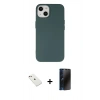 MARSİLYAN™- iPhone 14 Kılıf Ahenk Serisi - Siyah 3D Antistatik Hayalet Cam Ekran Koruyucu + Diamond Kamera Lens - PE