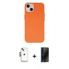 MARSİLYAN™- iPhone 14 Kılıf Ahenk Serisi - Siyah 3D Antistatik Hayalet Cam Ekran Koruyucu + Shine Kamera Lens - SH