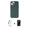 MARSİLYAN™- iPhone 14 Kılıf Ahenk Serisi - Siyah 3D Antistatik Hayalet Cam Ekran Koruyucu + Shine Kamera Lens - SH