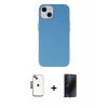 MARSİLYAN™- iPhone 14 Kılıf Ahenk Serisi - Siyah 3D Antistatik Hayalet Cam Ekran Koruyucu + Shine Kamera Lens - SH