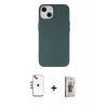 MARSİLYAN™- iPhone 14 Kılıf Ahenk Serisi - Siyah Bilvis 3D Cam Ekran Koruyucu + Shine Kamera Lens - GS