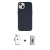MARSİLYAN™- iPhone 14 Kılıf Ahenk Serisi - Siyah Bilvis 3D Cam Ekran Koruyucu + Shine Kamera Lens - GS