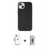 MARSİLYAN™- iPhone 14 Kılıf Ahenk Serisi - Siyah Bilvis 3D Cam Ekran Koruyucu + Shine Kamera Lens - GS