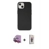 MARSİLYAN™- iPhone 14 Kılıf Ahenk Serisi - Siyah Bilvis 3D Cam Ekran Koruyucu + Raze Metal Kamera Lens - KI