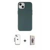 MARSİLYAN™- iPhone 14 Kılıf Ahenk Serisi - Siyah Bilvis 3D Cam Ekran Koruyucu + Shine Kamera Lens - MI