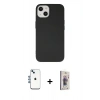 MARSİLYAN™- iPhone 14 Kılıf Ahenk Serisi - Siyah Bilvis 3D Cam Ekran Koruyucu + Shine Kamera Lens - MI