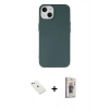 MARSİLYAN™- iPhone 14 Kılıf Ahenk Serisi - Siyah Bilvis 3D Cam Ekran Koruyucu + Diamond Kamera Lens - PE