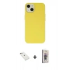 MARSİLYAN™- iPhone 14 Kılıf Ahenk Serisi - Siyah Bilvis 3D Cam Ekran Koruyucu + Diamond Kamera Lens - PE