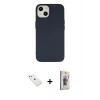MARSİLYAN™- iPhone 14 Kılıf Ahenk Serisi - Siyah Bilvis 3D Cam Ekran Koruyucu + Diamond Kamera Lens - PE