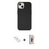 MARSİLYAN™- iPhone 14 Kılıf Ahenk Serisi - Siyah Bilvis 3D Cam Ekran Koruyucu + Diamond Kamera Lens - PE