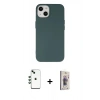 MARSİLYAN™- iPhone 14 Kılıf Ahenk Serisi - Siyah Bilvis 3D Cam Ekran Koruyucu + Shine Kamera Lens - YL