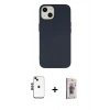 MARSİLYAN™- iPhone 14 Kılıf Ahenk Serisi - Siyah Bilvis 3D Cam Ekran Koruyucu + Siyah Shine Kamera Lens