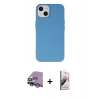 MARSİLYAN™- iPhone 14 Kılıf Ahenk Serisi - Siyah Bilvis 3D Mat Cam Ekran Koruyucu + Raze Metal Kamera Lens - GS