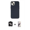 MARSİLYAN™- iPhone 14 Kılıf Ahenk Serisi - Siyah Bilvis 3D Mat Cam Ekran Koruyucu + PVD Metal Kamera Lens - TU