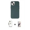 MARSİLYAN™- iPhone 14 Kılıf Ahenk Serisi - Siyah Bilvis 3D Mat Cam Ekran Koruyucu + Shine Kamera Lens - GD
