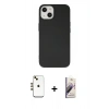 MARSİLYAN™- iPhone 14 Kılıf Ahenk Serisi - Siyah Bilvis 3D Mat Cam Ekran Koruyucu + Shine Kamera Lens - GD