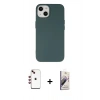 MARSİLYAN™- iPhone 14 Kılıf Ahenk Serisi - Siyah Bilvis 3D Mat Cam Ekran Koruyucu + Shine Kamera Lens - KI
