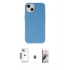 MARSİLYAN™- iPhone 14 Kılıf Ahenk Serisi - Siyah Bilvis 3D Mat Cam Ekran Koruyucu + Shine Kamera Lens - KI