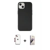 MARSİLYAN™- iPhone 14 Kılıf Ahenk Serisi - Siyah Bilvis 3D Mat Cam Ekran Koruyucu + Shine Kamera Lens - KI