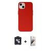 MARSİLYAN™- iPhone 14 Kılıf Ahenk Serisi - Siyah Bilvis 3D Mat Cam Ekran Koruyucu + PVD Metal Kamera Lens - SH