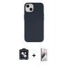 MARSİLYAN™- iPhone 14 Kılıf Ahenk Serisi - Siyah Bilvis 3D Mat Cam Ekran Koruyucu + PVD Metal Kamera Lens - SH