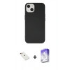 MARSİLYAN™- iPhone 14 Kılıf Ahenk Serisi - Siyah Bilvis 5in1 3D Magic Cam Ekran Koruyucu + Diamond Kamera Lens - KI
