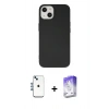 MARSİLYAN™- iPhone 14 Kılıf Ahenk Serisi - Siyah Bilvis 5in1 3D Magic Cam Ekran Koruyucu + Shine Kamera Lens - MI