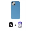 MARSİLYAN™- iPhone 14 Kılıf Ahenk Serisi - Siyah Bilvis 5in1 3D Magic Cam Ekran Koruyucu + PVD Metal Kamera Lens - TU