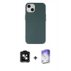 MARSİLYAN™- iPhone 14 Kılıf Ahenk Serisi - Siyah Bilvis 5in1 3D Magic Cam Ekran Koruyucu + PVD Metal Kamera Lens - TU