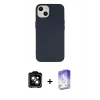 MARSİLYAN™- iPhone 14 Kılıf Ahenk Serisi - Siyah Bilvis 5in1 3D Magic Cam Ekran Koruyucu + PVD Metal Kamera Lens - TU