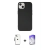 MARSİLYAN™- iPhone 14 Kılıf Ahenk Serisi - Siyah Bilvis 5in1 3D Magic Cam Ekran Koruyucu + Shine Kamera Lens - GS