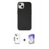 MARSİLYAN™- iPhone 14 Kılıf Ahenk Serisi - Siyah Bilvis 5in1 3D Magic Cam Ekran Koruyucu + Shine Kamera Lens - GD