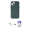 MARSİLYAN™- iPhone 14 Kılıf Ahenk Serisi - Siyah Bilvis 5in1 3D Magic Cam Ekran Koruyucu + Sierra Blue Diamond Kamera Lens