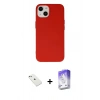 MARSİLYAN™- iPhone 14 Kılıf Ahenk Serisi - Siyah Bilvis 5in1 3D Magic Cam Ekran Koruyucu + Sierra Blue Diamond Kamera Lens