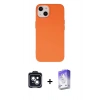 MARSİLYAN™- iPhone 14 Kılıf Ahenk Serisi - Siyah Bilvis 5in1 3D Magic Cam Ekran Koruyucu + PVD Metal Kamera Lens - SH