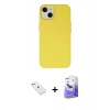MARSİLYAN™- iPhone 14 Kılıf Ahenk Serisi - Siyah Bilvis 5in1 5D Magic Hayalet Cam Ekran Koruyucu + Diamond Kamera Lens - SABE