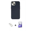 MARSİLYAN™- iPhone 14 Kılıf Ahenk Serisi - Siyah Bilvis 5in1 5D Magic Hayalet Cam Ekran Koruyucu + Diamond Kamera Lens - SABE