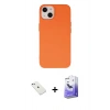 MARSİLYAN™- iPhone 14 Kılıf Ahenk Serisi - Siyah Bilvis 5in1 5D Magic Hayalet Cam Ekran Koruyucu + Diamond Kamera Lens - SABE
