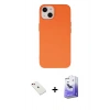 MARSİLYAN™- iPhone 14 Kılıf Ahenk Serisi - Siyah Bilvis 5in1 5D Magic Hayalet Cam Ekran Koruyucu + Kırmızı Diamond Kamera Lens