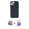 MARSİLYAN™- iPhone 14 Kılıf Ahenk Serisi - Siyah Bilvis 5in1 5D Magic Hayalet Cam Ekran Koruyucu + Raze Metal Kamera Lens - MR