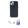 MARSİLYAN™- iPhone 14 Kılıf Ahenk Serisi - Siyah Bilvis 5in1 5D Magic Hayalet Cam Ekran Koruyucu + Diamond Kamera Lens - PE