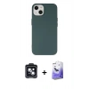 MARSİLYAN™- iPhone 14 Kılıf Ahenk Serisi - Siyah Bilvis 5in1 5D Magic Hayalet Cam Ekran Koruyucu + PVD Metal Kamera Lens - SH