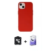 MARSİLYAN™- iPhone 14 Kılıf Ahenk Serisi - Siyah Bilvis 5in1 5D Magic Hayalet Cam Ekran Koruyucu + PVD Metal Kamera Lens - YL