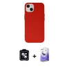 MARSİLYAN™- iPhone 14 Kılıf Ahenk Serisi - Siyah Bilvis 5in1 5D Magic Hayalet Cam Ekran Koruyucu + PVD Metal Kamera Lens - MI